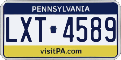 PA license plate LXT4589