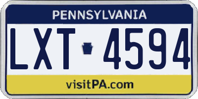 PA license plate LXT4594