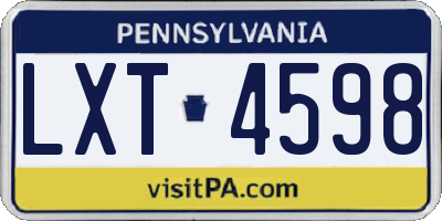 PA license plate LXT4598