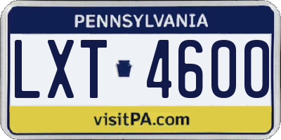 PA license plate LXT4600