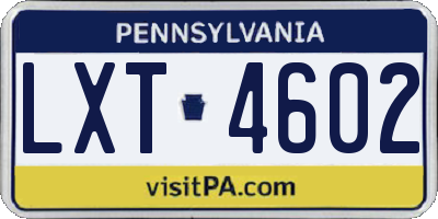 PA license plate LXT4602