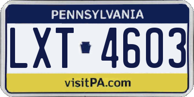 PA license plate LXT4603