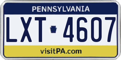 PA license plate LXT4607