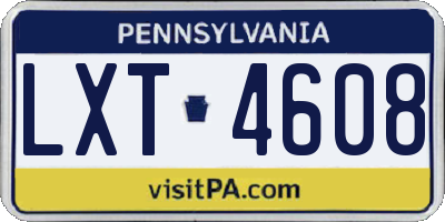 PA license plate LXT4608