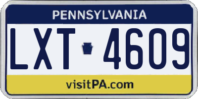 PA license plate LXT4609