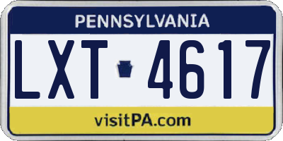 PA license plate LXT4617