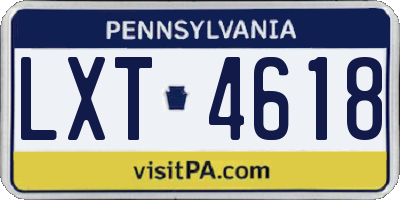 PA license plate LXT4618