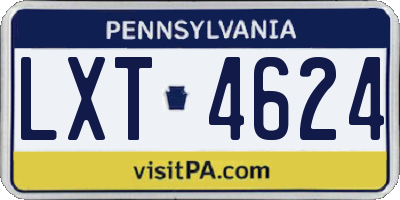 PA license plate LXT4624