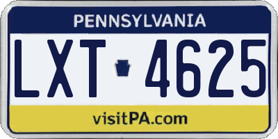 PA license plate LXT4625