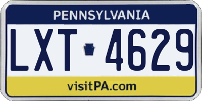 PA license plate LXT4629