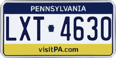 PA license plate LXT4630