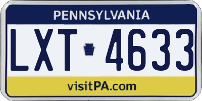 PA license plate LXT4633