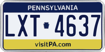 PA license plate LXT4637