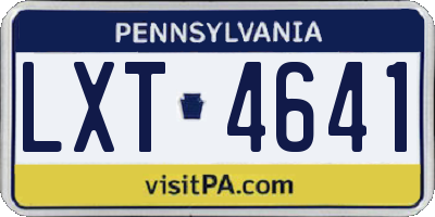 PA license plate LXT4641