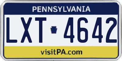 PA license plate LXT4642