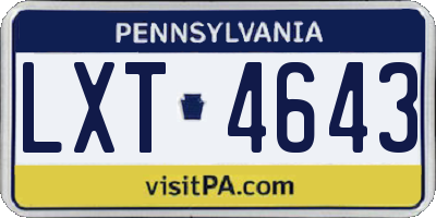 PA license plate LXT4643