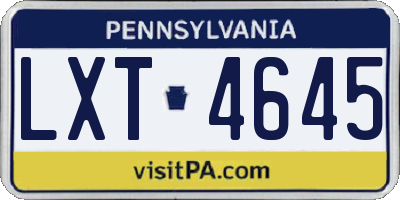 PA license plate LXT4645