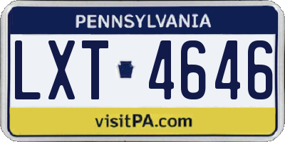 PA license plate LXT4646