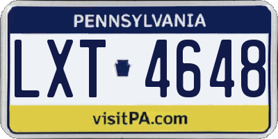 PA license plate LXT4648