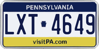 PA license plate LXT4649