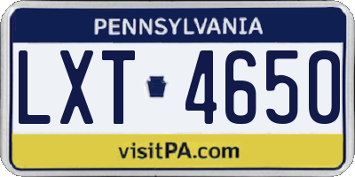 PA license plate LXT4650
