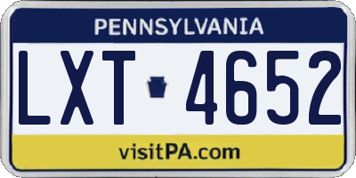 PA license plate LXT4652
