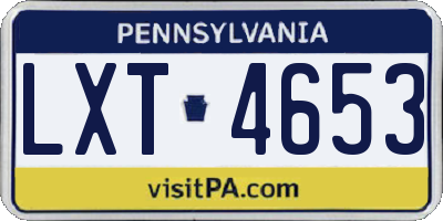 PA license plate LXT4653