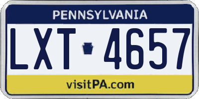 PA license plate LXT4657
