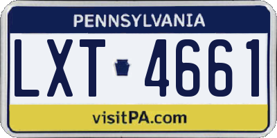 PA license plate LXT4661