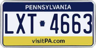 PA license plate LXT4663