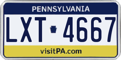 PA license plate LXT4667