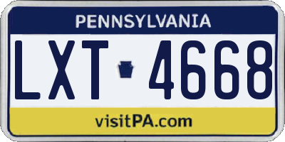 PA license plate LXT4668