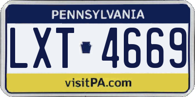 PA license plate LXT4669
