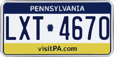 PA license plate LXT4670