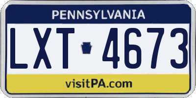 PA license plate LXT4673