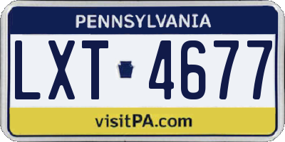 PA license plate LXT4677
