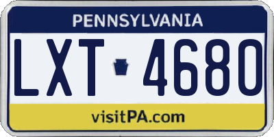 PA license plate LXT4680