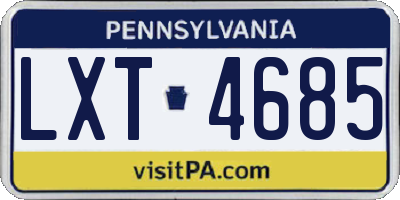 PA license plate LXT4685