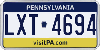 PA license plate LXT4694