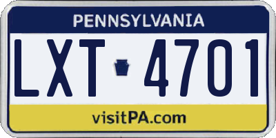 PA license plate LXT4701
