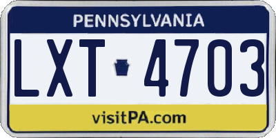 PA license plate LXT4703
