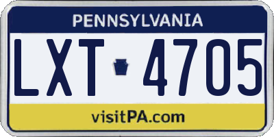 PA license plate LXT4705