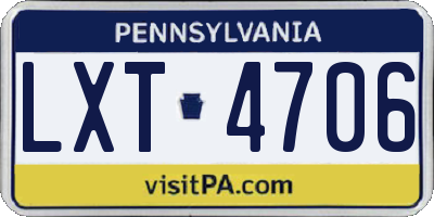 PA license plate LXT4706