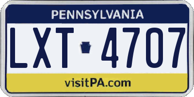 PA license plate LXT4707