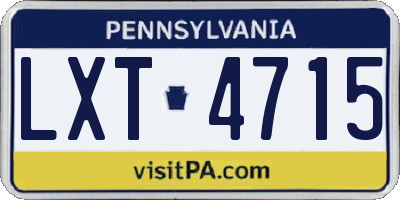 PA license plate LXT4715