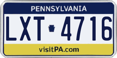 PA license plate LXT4716