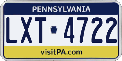 PA license plate LXT4722