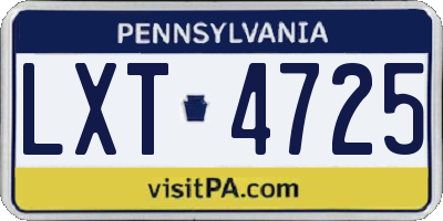 PA license plate LXT4725