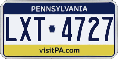 PA license plate LXT4727