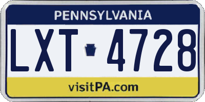 PA license plate LXT4728